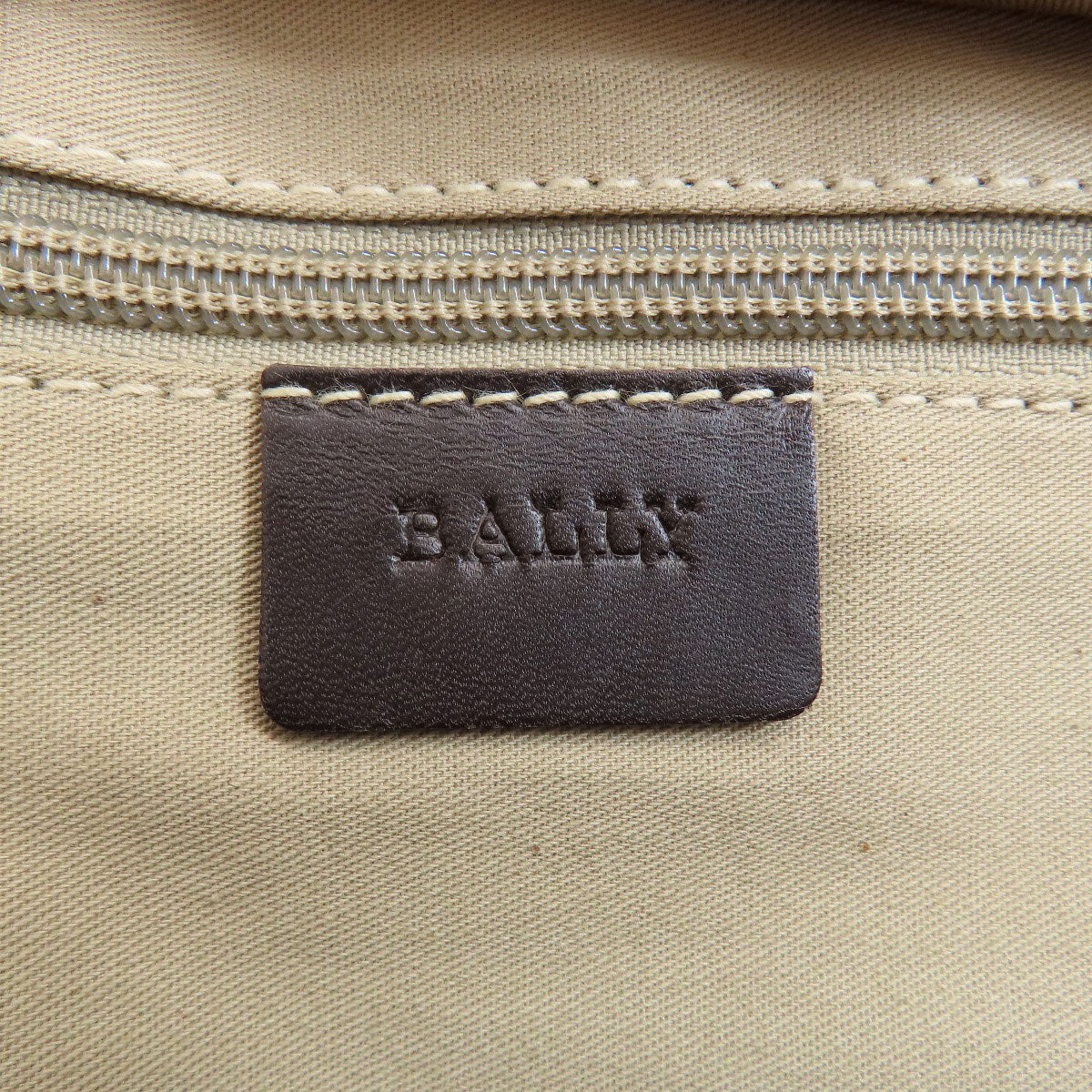 Bally Tote Bag Leather Brown Barry Stripe Women