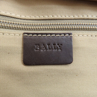 Bally Tote Bag Leather Brown Barry Stripe Women