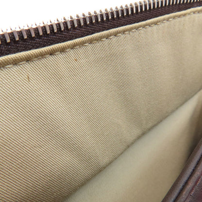 Bally Tote Bag Leather Brown Barry Stripe Women