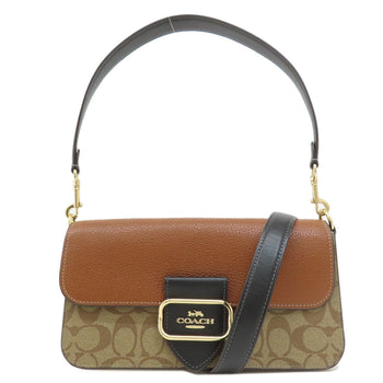 Coach Shoulder Bag Ce560 Pvc Brown Morgan Shoulder Bag In Color Block Signature