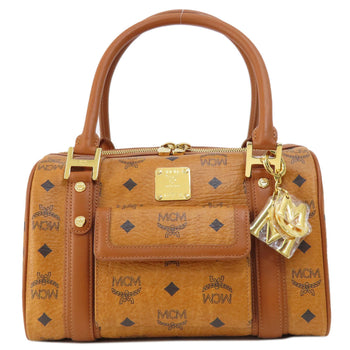 Mcm Boston Duffel Bag Pvc Brown Logo Women