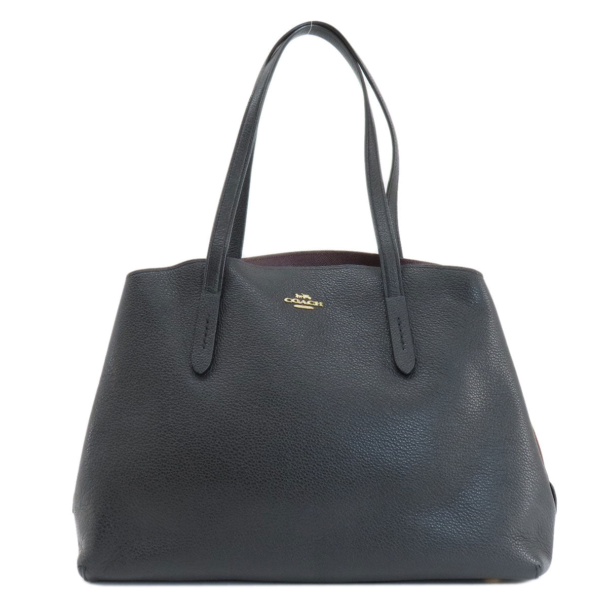 Coach Tote Bag 52547 Leather Black Logo Women