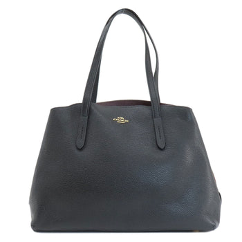Coach Tote Bag 52547 Leather Black Logo Women