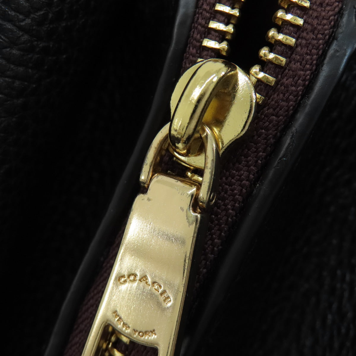 Coach Tote Bag 52547 Leather Black Logo Women