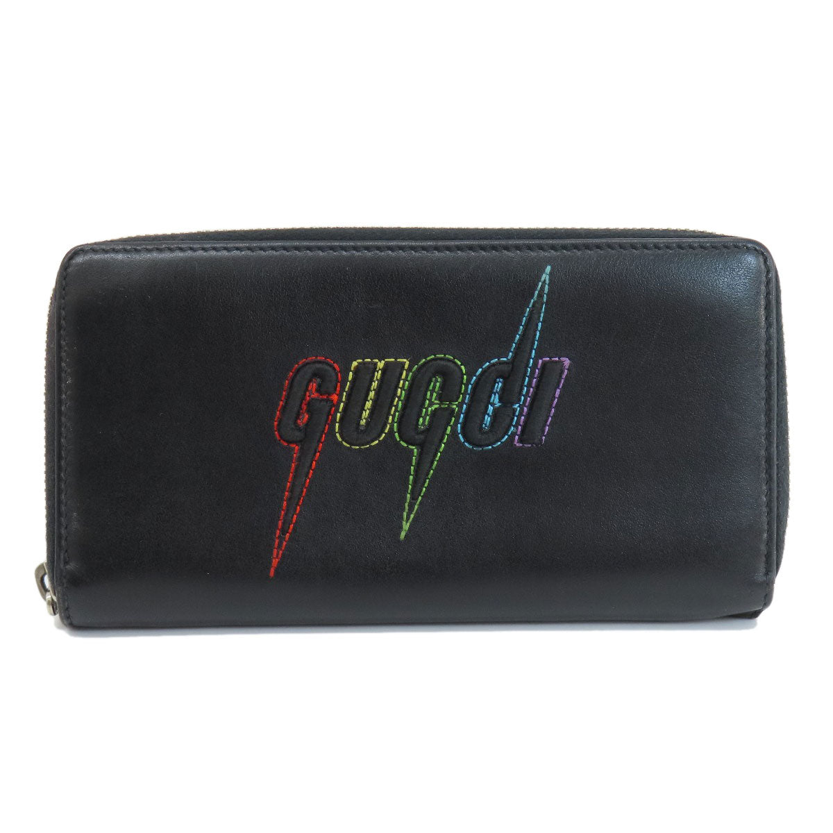 Gucci Long Wallet Purse 597677 Leather Black Embryoidery Women(Unisex)