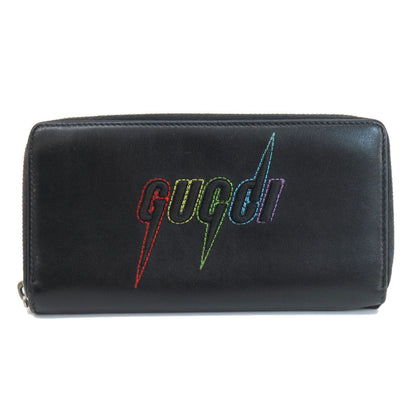 Gucci Long Wallet Purse 597677 Leather Black Embryoidery Women(Unisex)