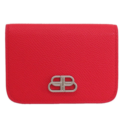 Balenciaga Bifold Wallet 601387 Leather Red Bb Logo Compact Wallet Women