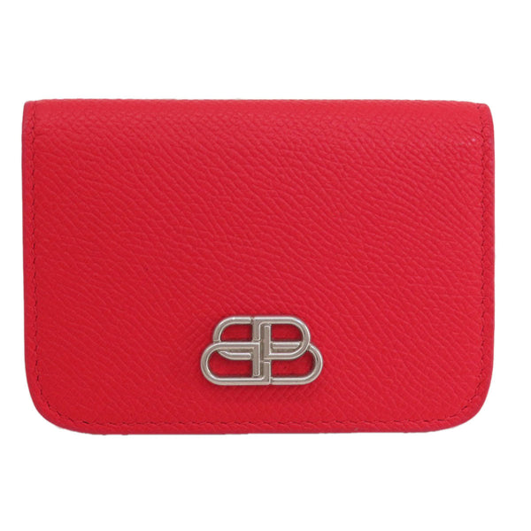 Balenciaga Bifold Wallet 601387 Leather Red Bb Logo Compact Wallet Women
