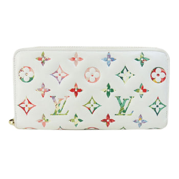 Louis Vuitton Long Wallet Purse M81694 Lambskin White Zippy Wallet Lv Garden Women