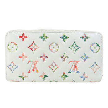 Louis Vuitton Long Wallet Purse M81694 Lambskin White Zippy Wallet Lv Garden Women