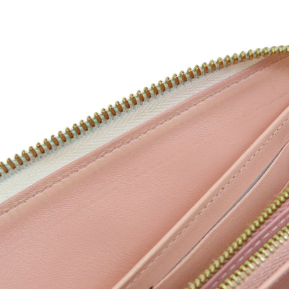 Louis Vuitton Long Wallet Purse M81694 Lambskin White Zippy Wallet Lv Garden Women