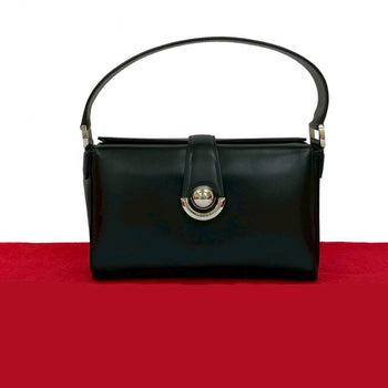 Salvatore Ferragamo Handbag Leather Black Logo Metal Women