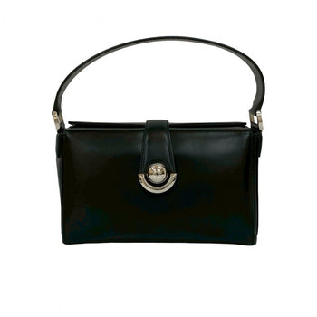 Salvatore Ferragamo Handbag Leather Black Logo Metal Women