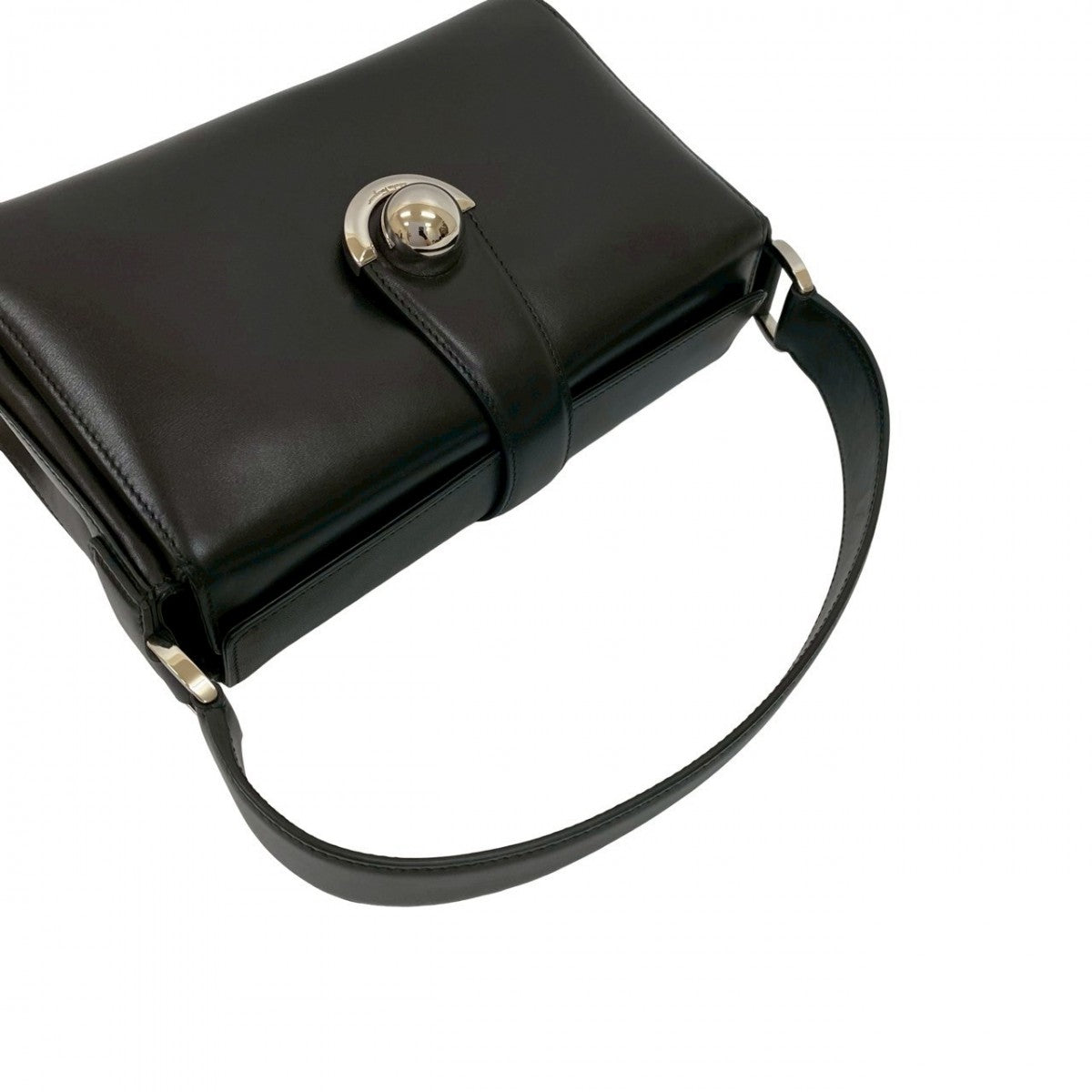 Salvatore Ferragamo Handbag Leather Black Logo Metal Women