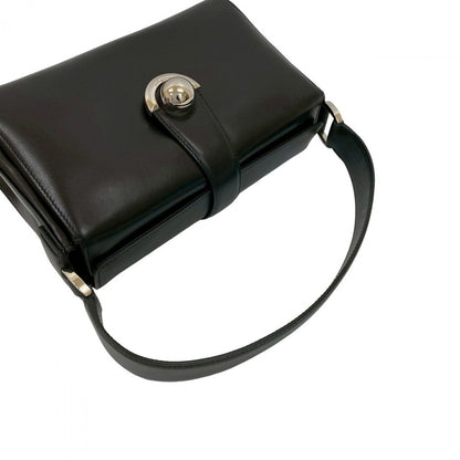 Salvatore Ferragamo Handbag Leather Black Logo Metal Women
