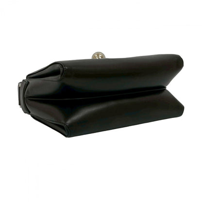 Salvatore Ferragamo Handbag Leather Black Logo Metal Women