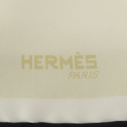 Hermes Scarf Silk White Carre90 Logo Women