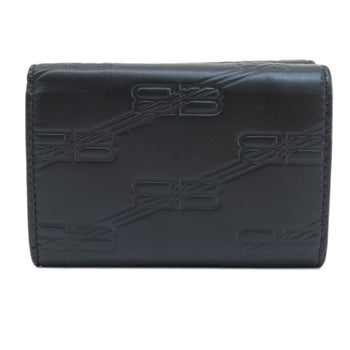 Balenciaga Bifold Wallet 717790 Leather Black Bb Monogram Mini Wallet Mens(Unisex)