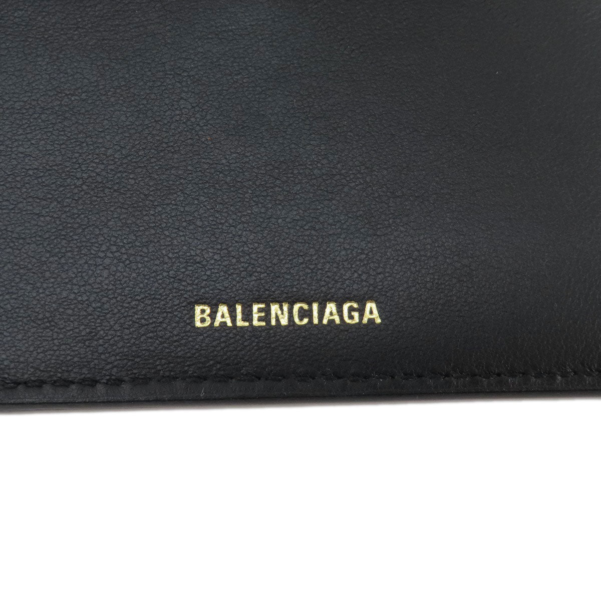 Balenciaga Bifold Wallet 717790 Leather Black Bb Monogram Mini Wallet Mens(Unisex)