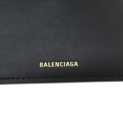 Balenciaga Bifold Wallet 717790 Leather Black Bb Monogram Mini Wallet Mens(Unisex)
