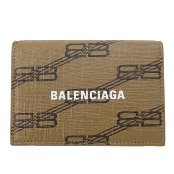 Balenciaga Bifold Wallet 594312 Leather Brown Tri-Fold Wallet Bb Pattern Mens(Unisex)