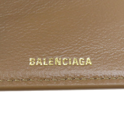 Balenciaga Bifold Wallet 594312 Leather Brown Tri-Fold Wallet Bb Pattern Mens(Unisex)