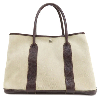 Hermes Tote Bag Tower Ash Beige Garden Party Pm Maroon Silvermetal Women