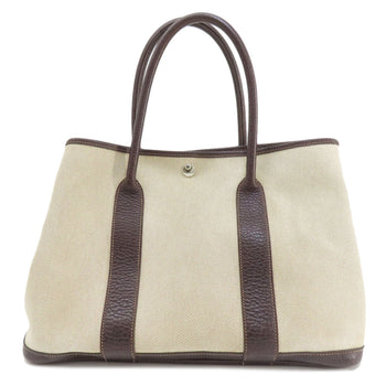 Hermes Tote Bag Tower Ash Beige Garden Party Pm Maroon Silvermetal Women