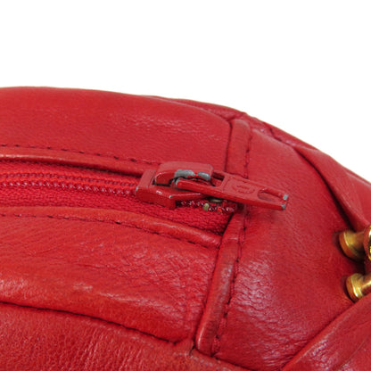 Chanel Shoulder Bag Lambskin Red Coco Mark Gold Metal Women