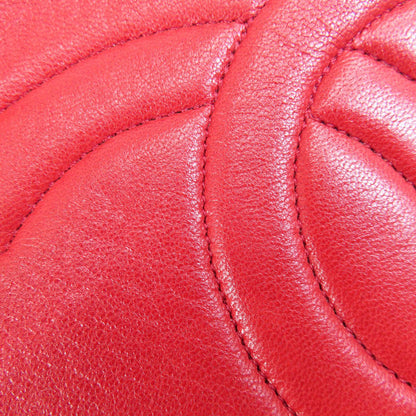 Chanel Shoulder Bag Lambskin Red Coco Mark Gold Metal Women