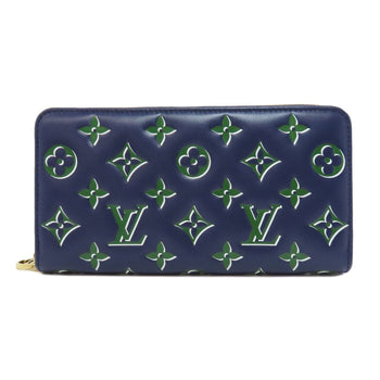 Louis Vuitton Long Wallet Purse Lambskin Navy Zippy Wallet Women