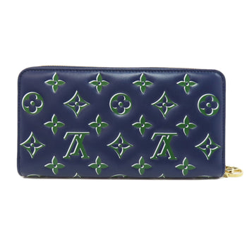 Louis Vuitton Long Wallet Purse Lambskin Navy Zippy Wallet Women