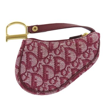 Christian Dior Coin Case Canvas Red Saddle Trotter Pattern Women