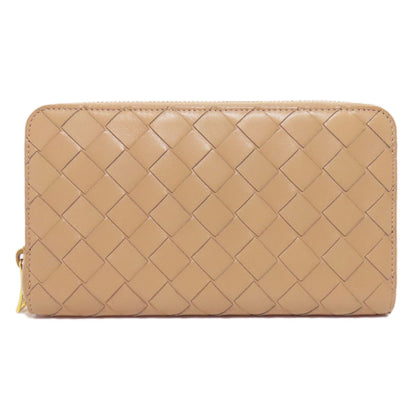 Bottegaveneta Long Wallet Purse Leather Beige Intrecciato Women