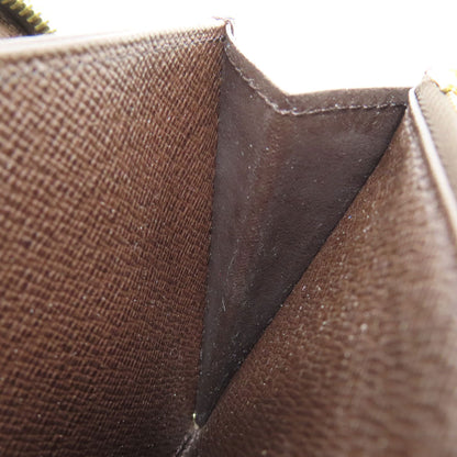 Louis Vuitton Long Wallet Purse N60015 Damier Canvas Brown Zippy Wallet Old Women