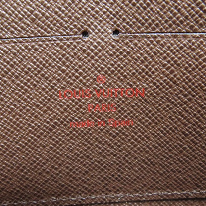 Louis Vuitton Long Wallet Purse N60015 Damier Canvas Brown Zippy Wallet Old Women