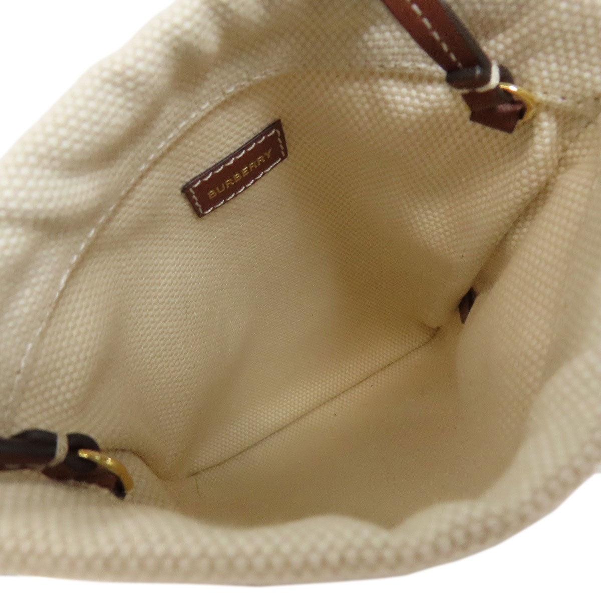 Burberry Shoulder Bag Canvas Beige Pochette Women