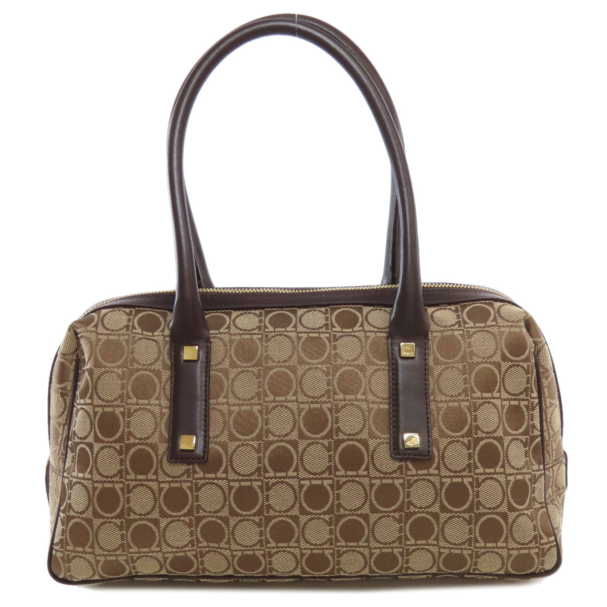Salvatore Ferragamo Handbag Canvas Brown Gancinipattern
