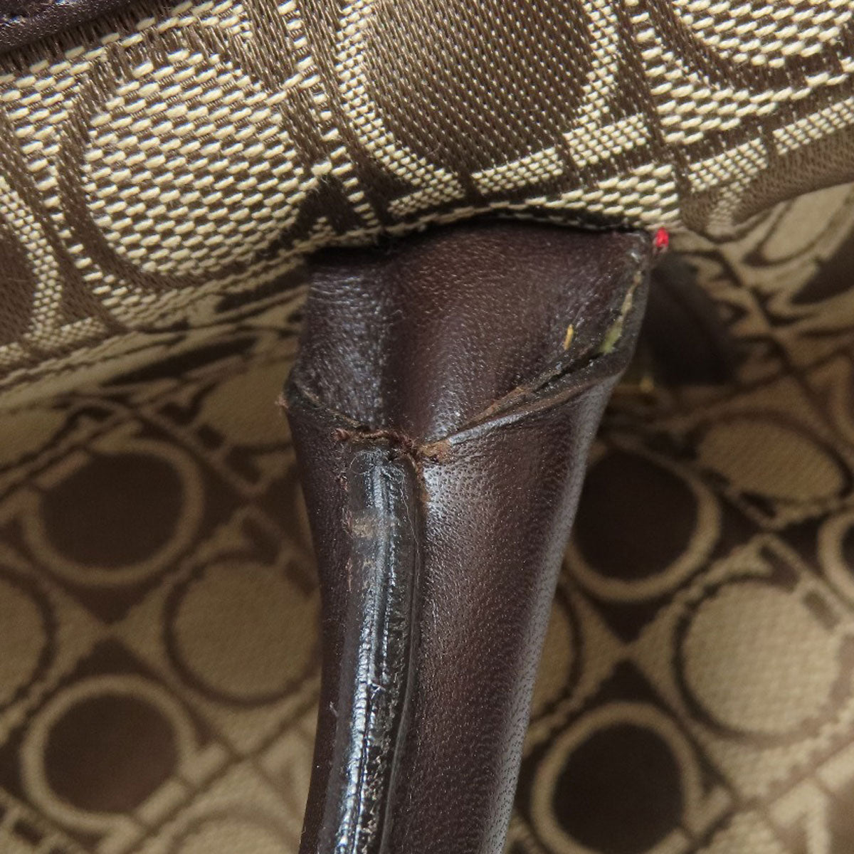 Salvatore Ferragamo Handbag Canvas Brown Gancinipattern