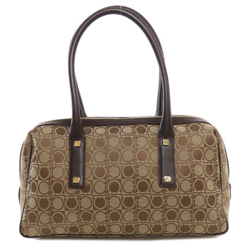 Salvatore Ferragamo Handbag Canvas Brown Gancinipattern