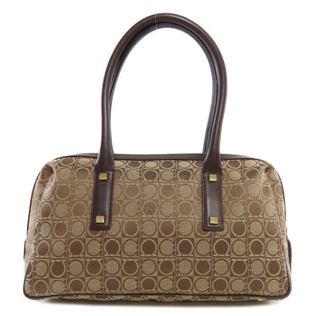 Salvatore Ferragamo Handbag Canvas Brown Gancinipattern