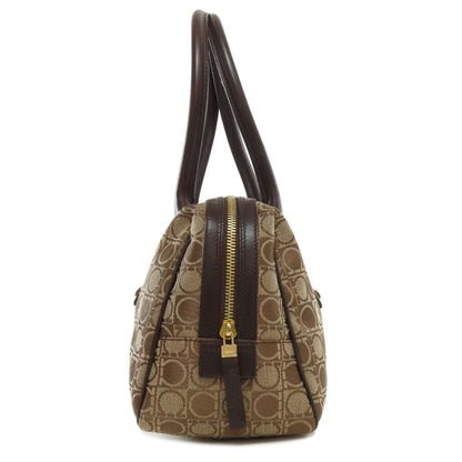 Salvatore Ferragamo Handbag Canvas Brown Gancinipattern