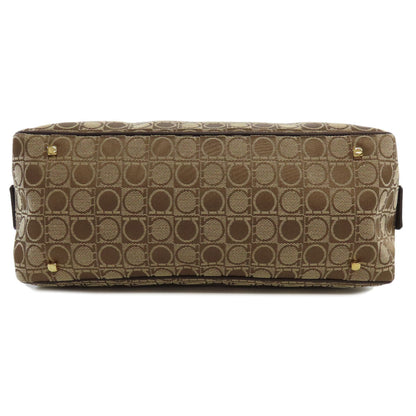 Salvatore Ferragamo Handbag Canvas Brown Gancinipattern