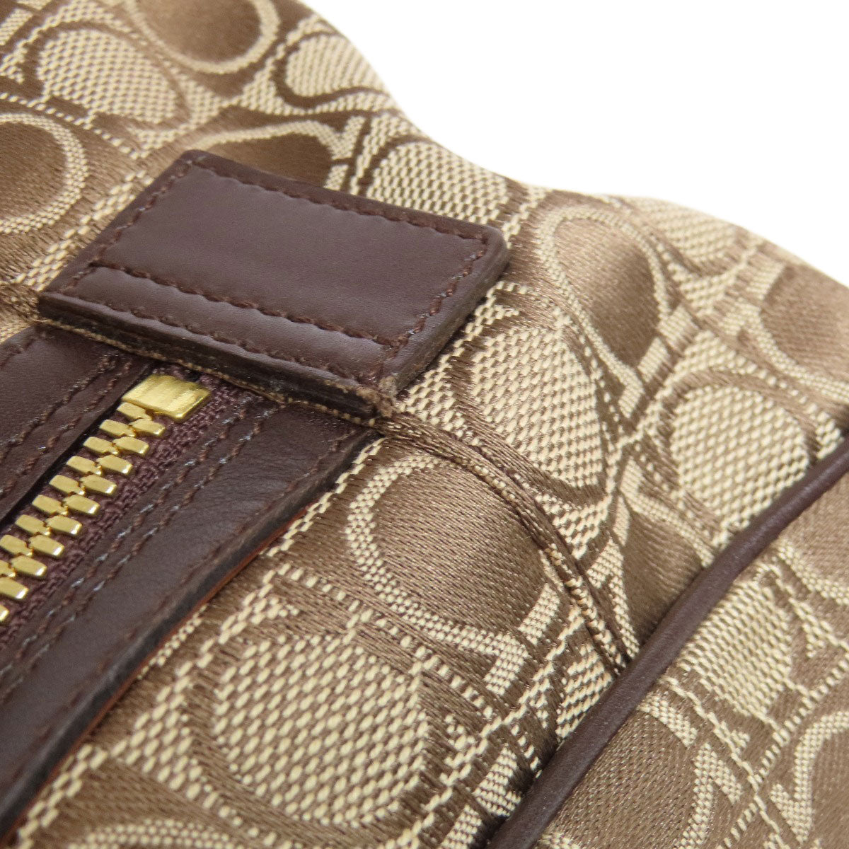 Salvatore Ferragamo Handbag Canvas Brown Gancinipattern