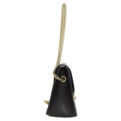 Furla Shoulder Bag Leather Black Chainshoulder Women