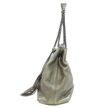 Gucci Tote Bag 308982 Leather Silver Soho Interlocking G Women