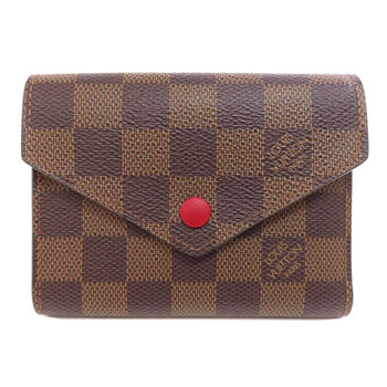 Louis Vuitton Bifold Wallet N41659 Damier Canvas Brown Portefeuille Victorine Women