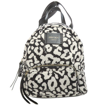 Jimmy Choo Backpack Nylon Black Dalmatian Pattern Women