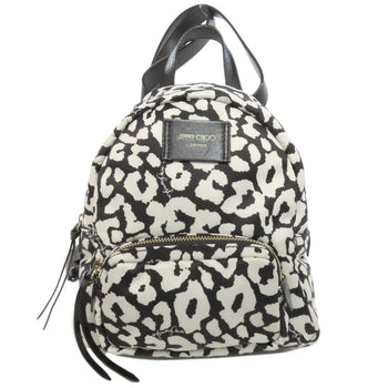 Jimmy Choo Backpack Nylon Black Dalmatian Pattern Women