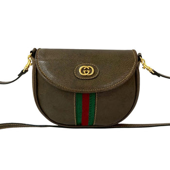 Gucci Shoulder Bag Leather Brown Sherry Line